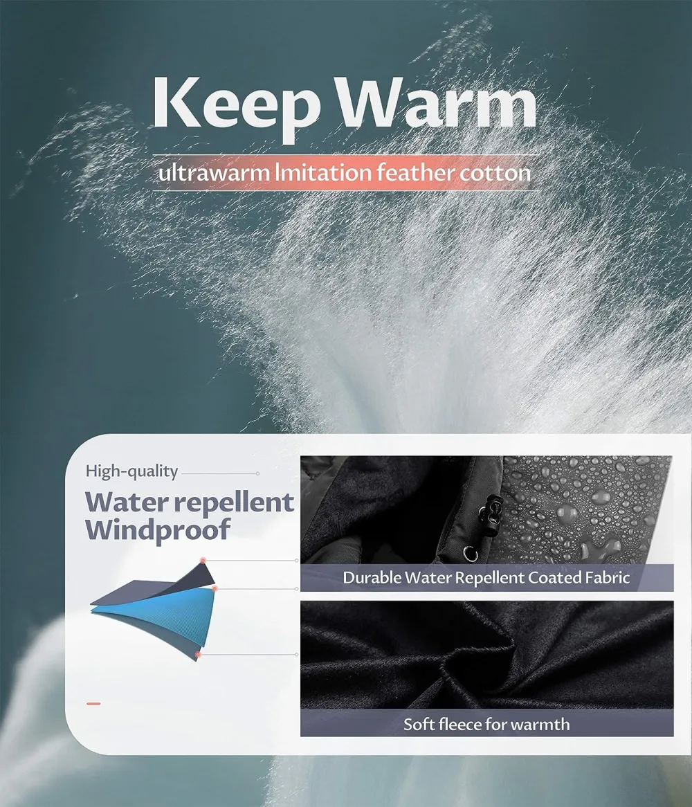 US Women's Winter Hooded Coat Waterproof Warm Long Puffer Jacket Parka