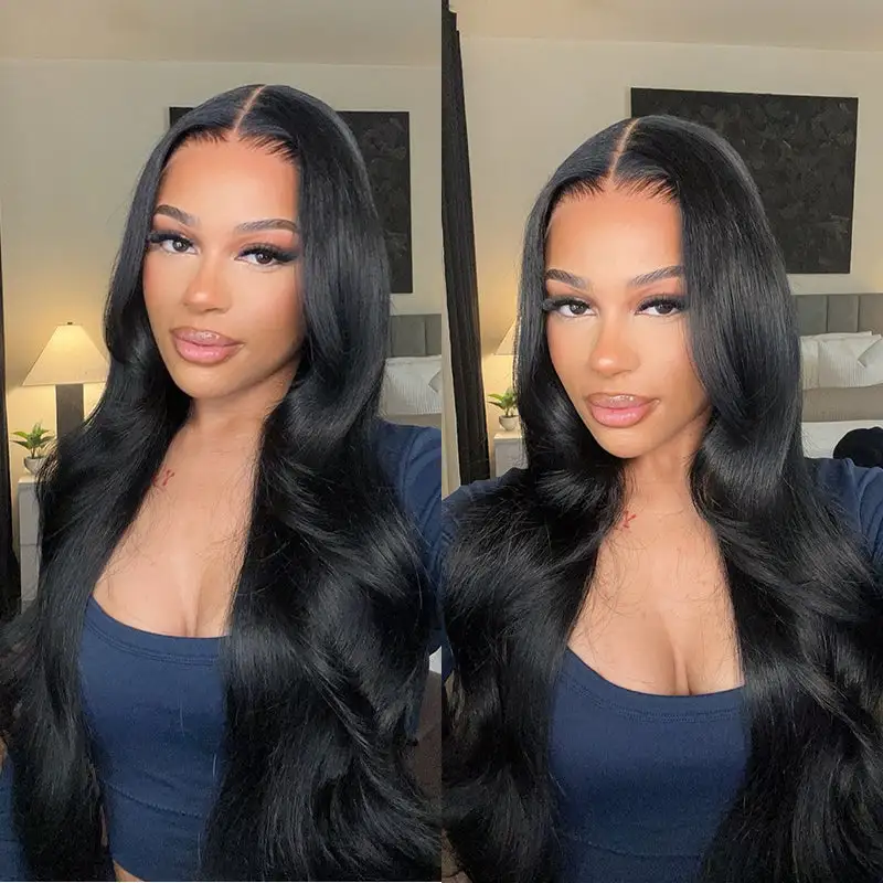 #1 Jet Black Glueless 7×6 Lace Loose Body Wave Wig Human Hair Sterly Hair