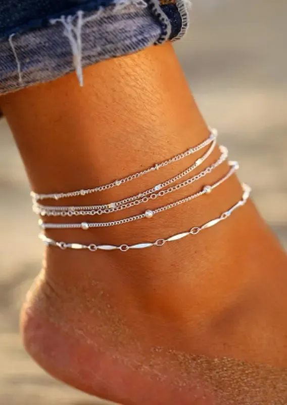 5Pcs Beading Hollow Out Anklet Set