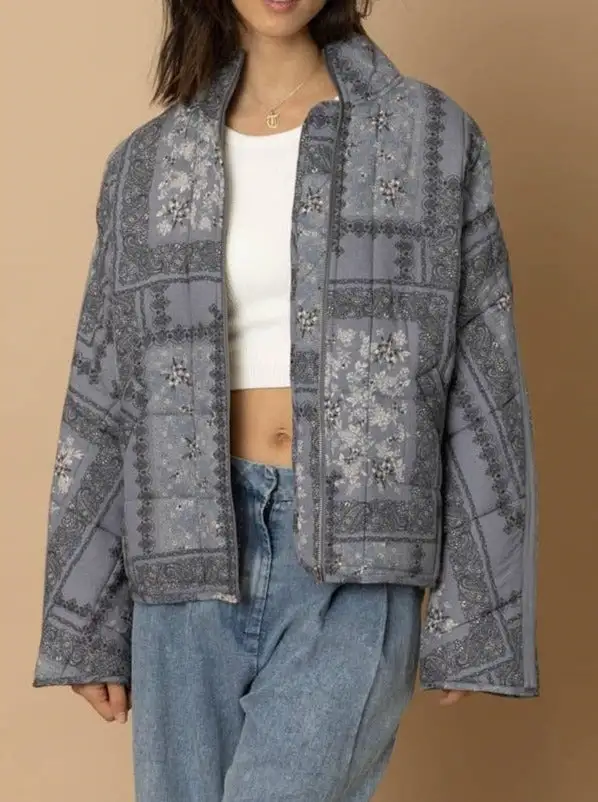 Quilted Bandana Print Jacket