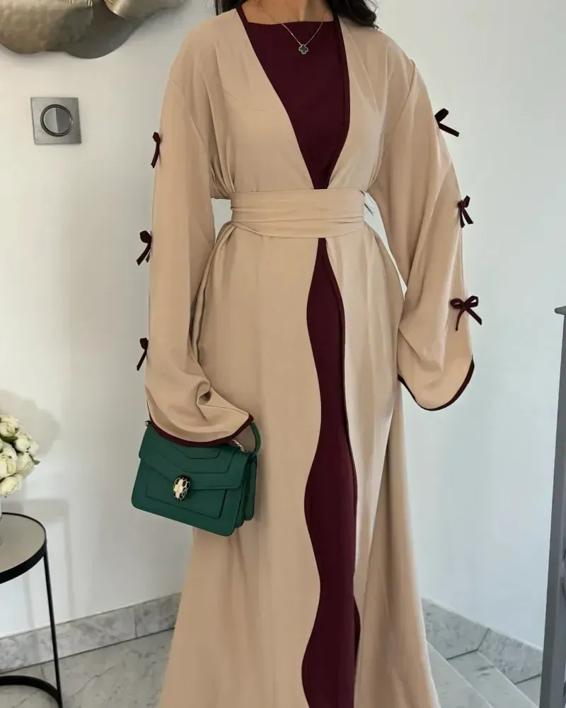 Elegant Bow Cardigan & Dress Two-Piece Set