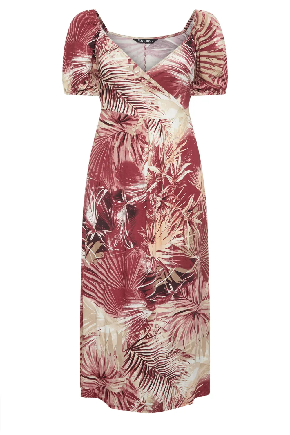 YOURS Curve Red Leaf Print Wrap Maxi Dress