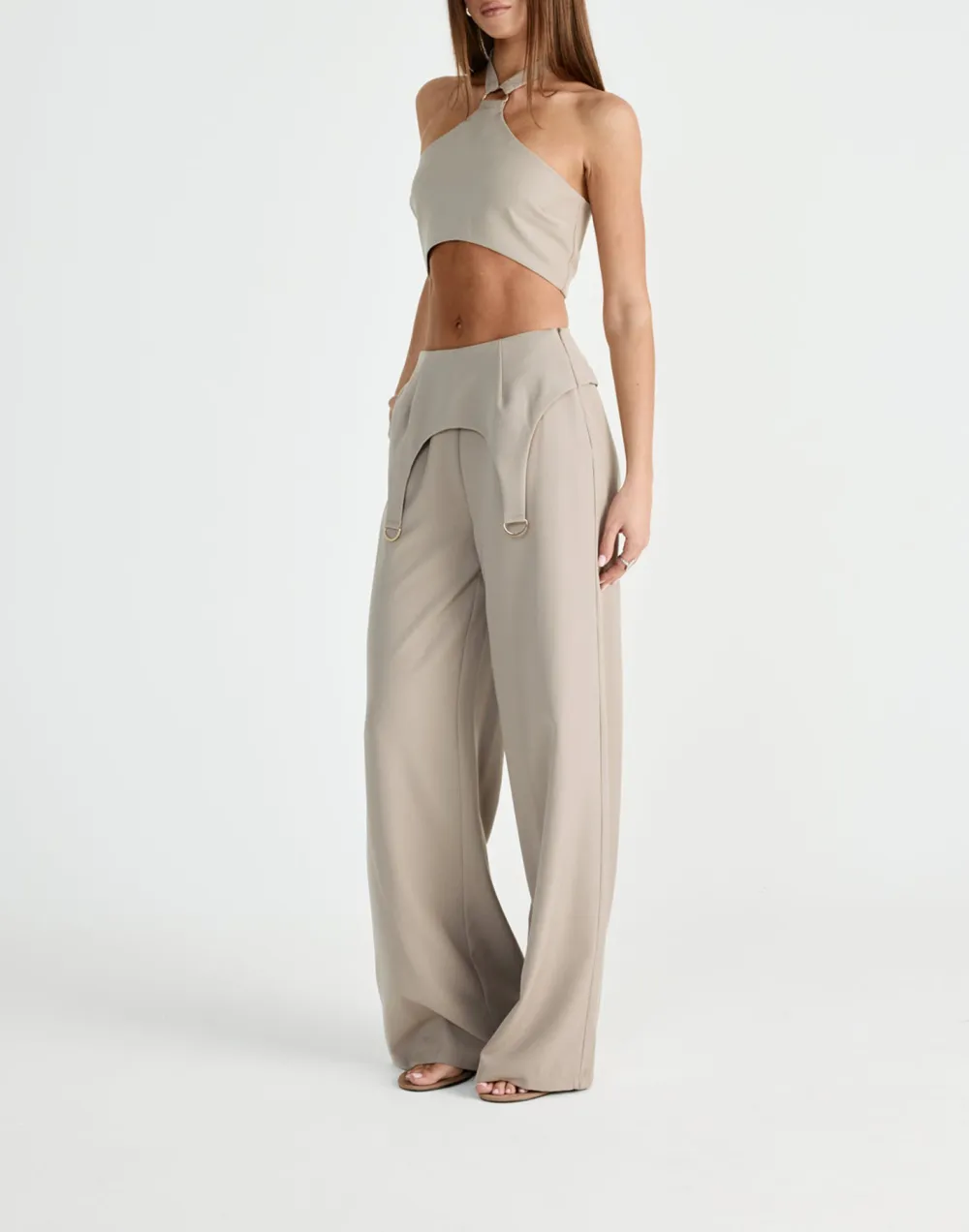 Designer High-Waist Wide-Leg Pants