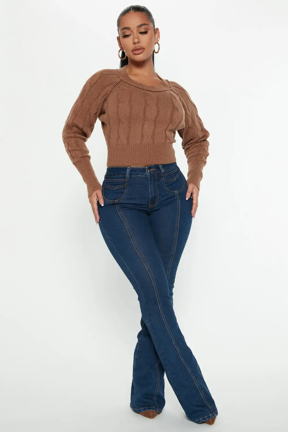 Charade Cable Knit Sweater - Mocha