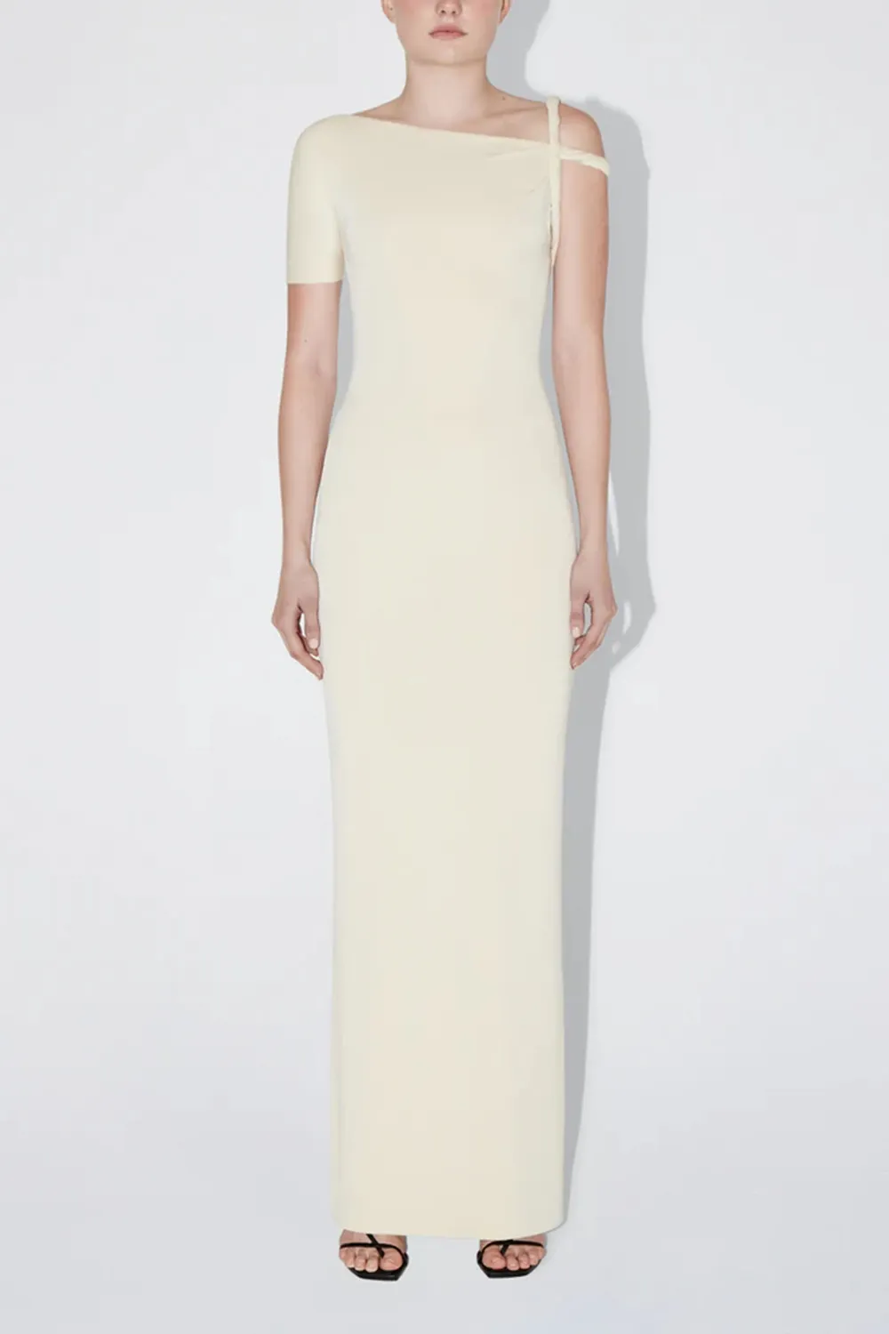 Sueded Stretch Twist Maxi Dress | Stone