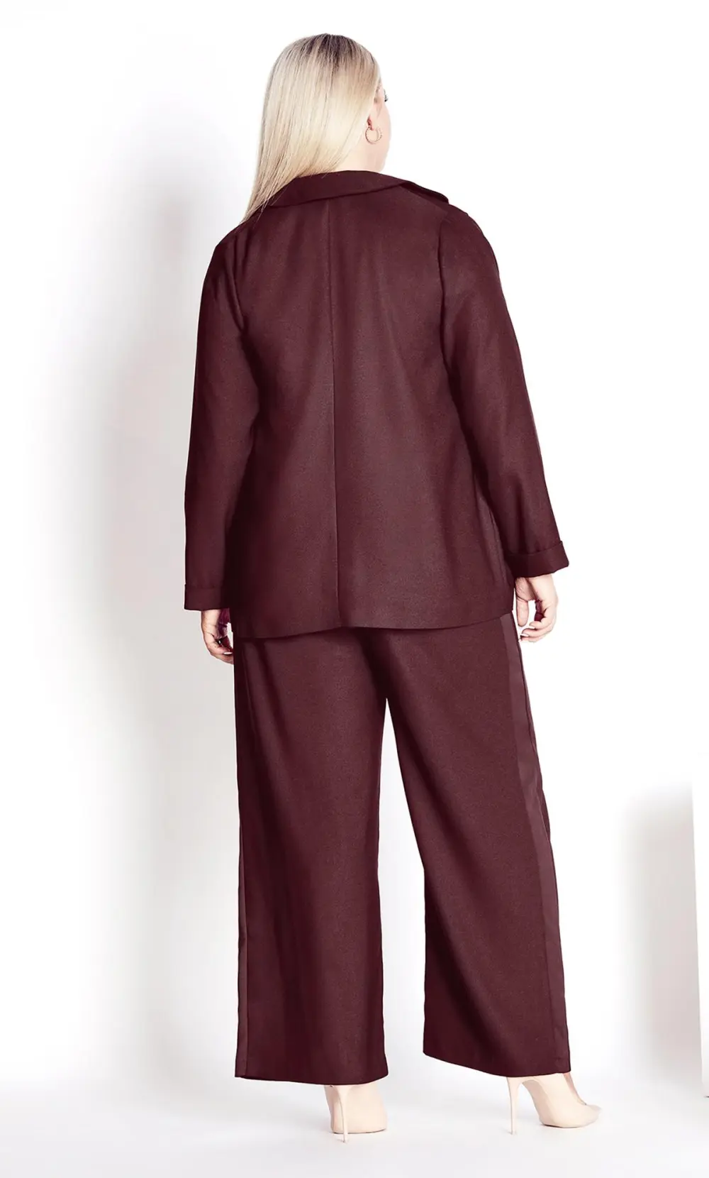 Evans  Burgundy Red Satin Back Crepe Blazer