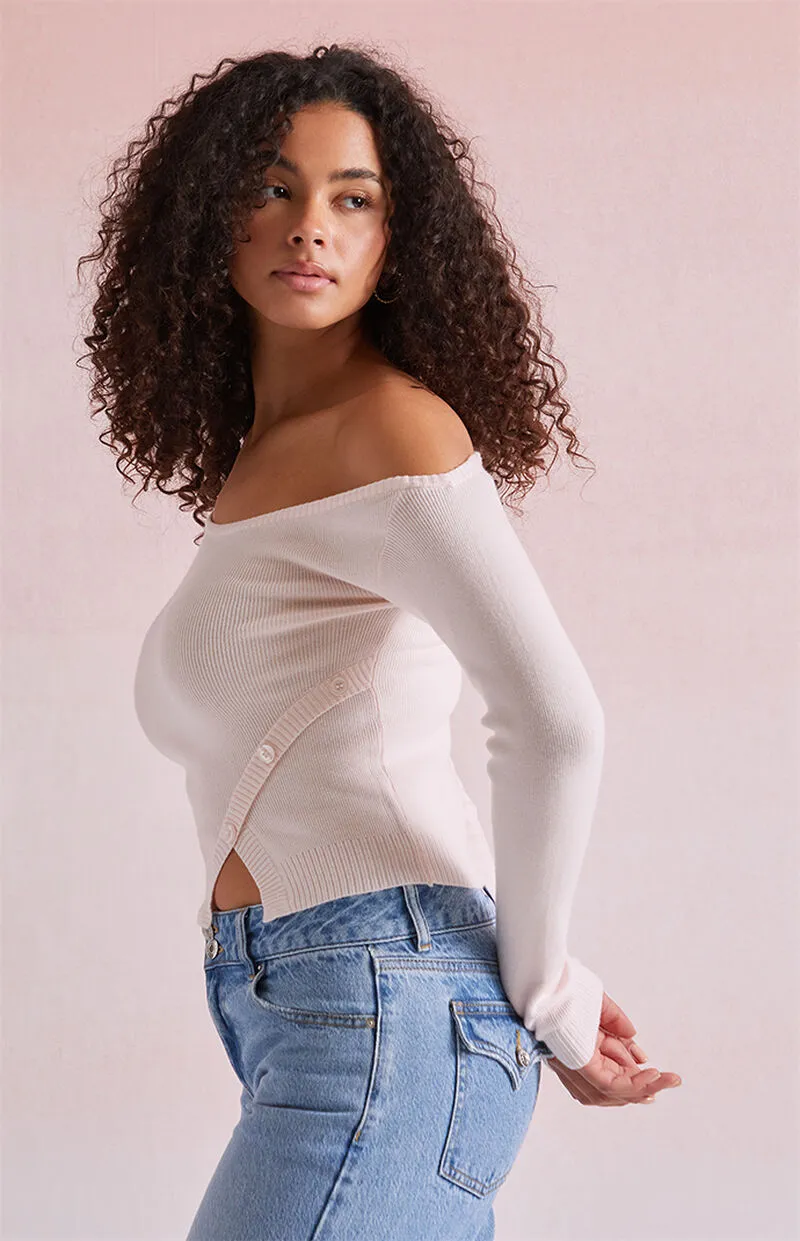 Beverly and Beck Daryn Asymmetrical Button Sweater