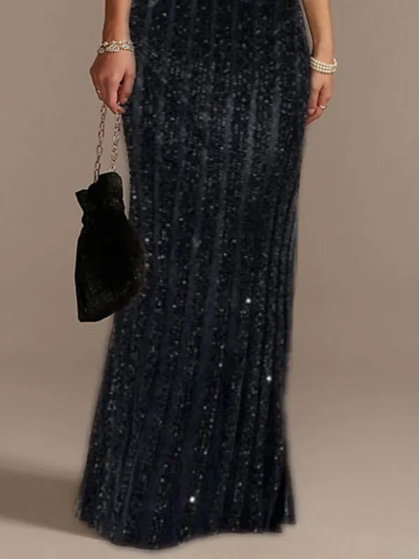 Delicate lace sequin see-through women's dress