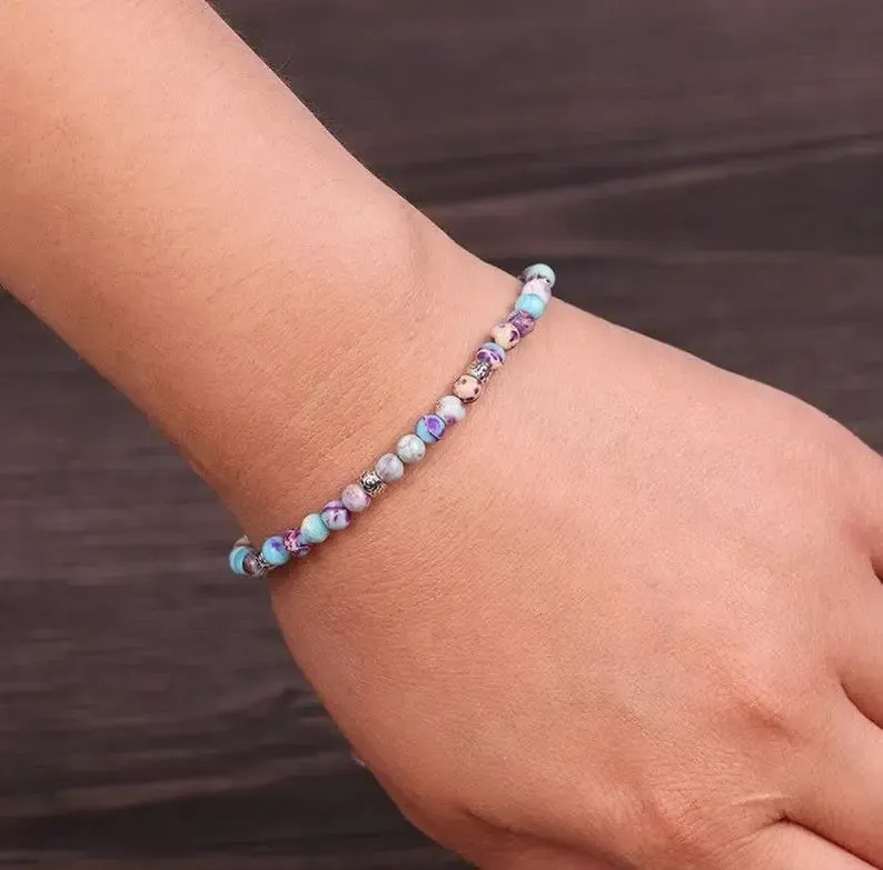 Grounding Bracelet-Positive Energy Bracelet-Natural Japser Stone Bracelets-Friendship Bracelets with Beads-Earth Healing Yoga Bracelet Gift