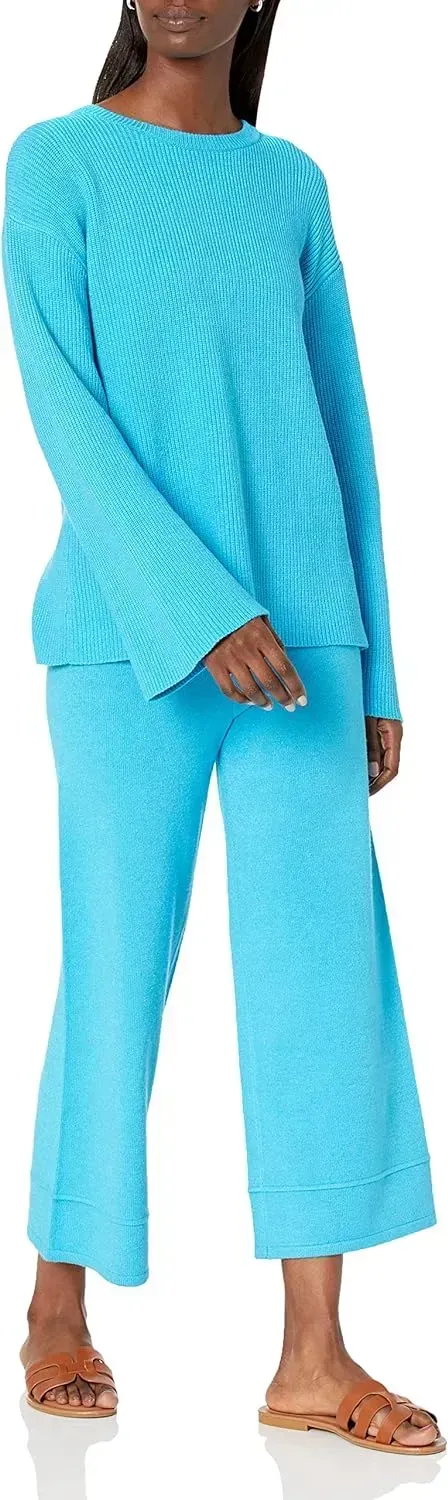 Women's Alice Crewneck Back-Slit Ribbed Pullover Sweater