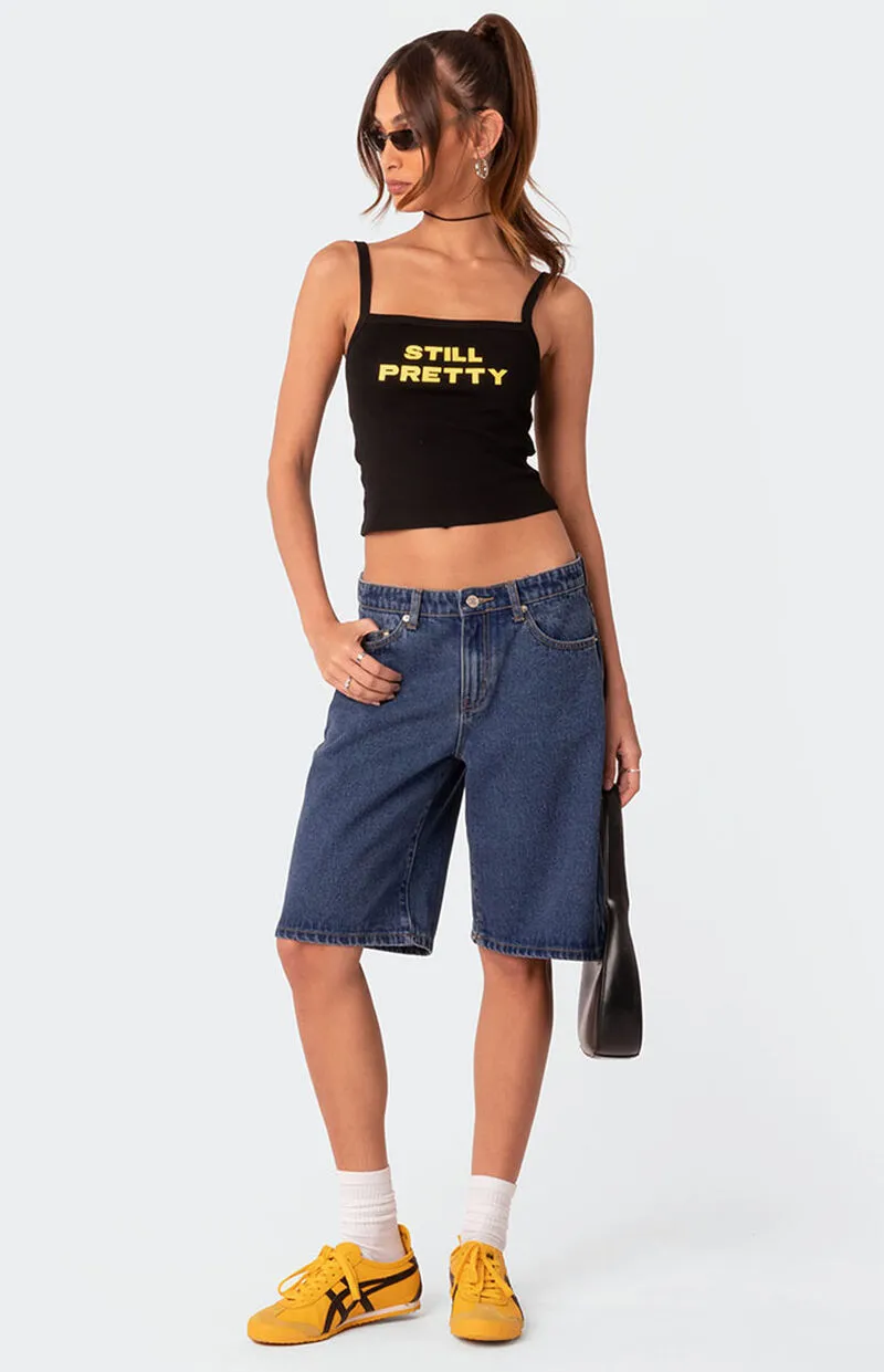Edikted Oversized Low Rise Denim Bermuda Shorts