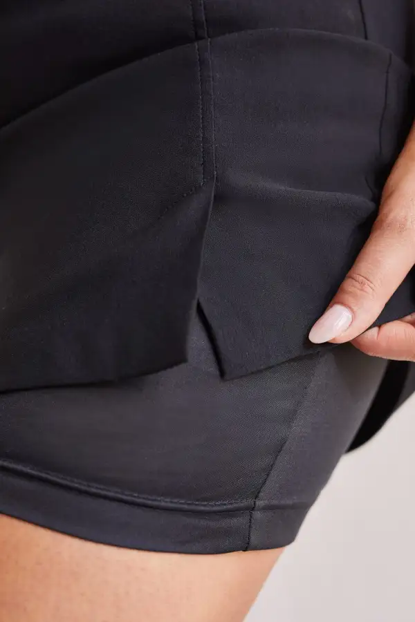 Performance Stretch Pull-On Skort With Built-In Shorts-Black