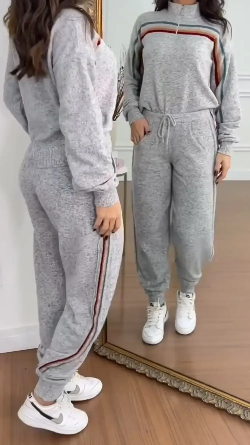 Women's Solid Color Sports Hoodie Set