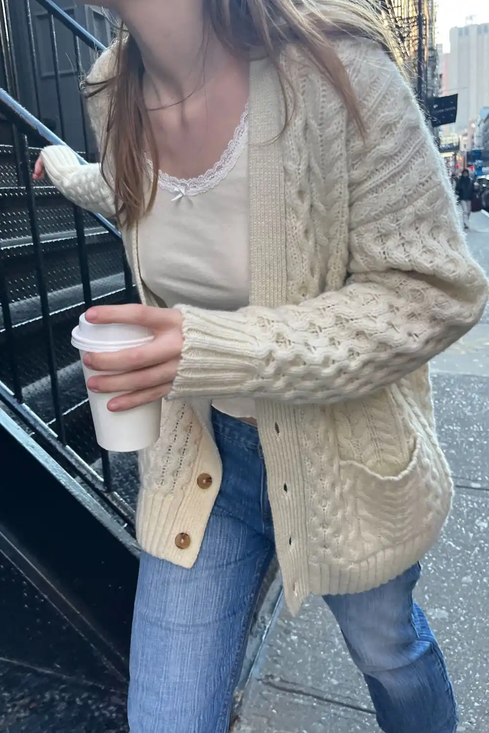 Eva Heavy Wool Cable Knit Cardigan