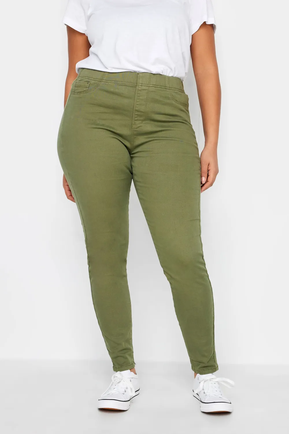 Evans Khaki Green Elasticated Waist Jeggings