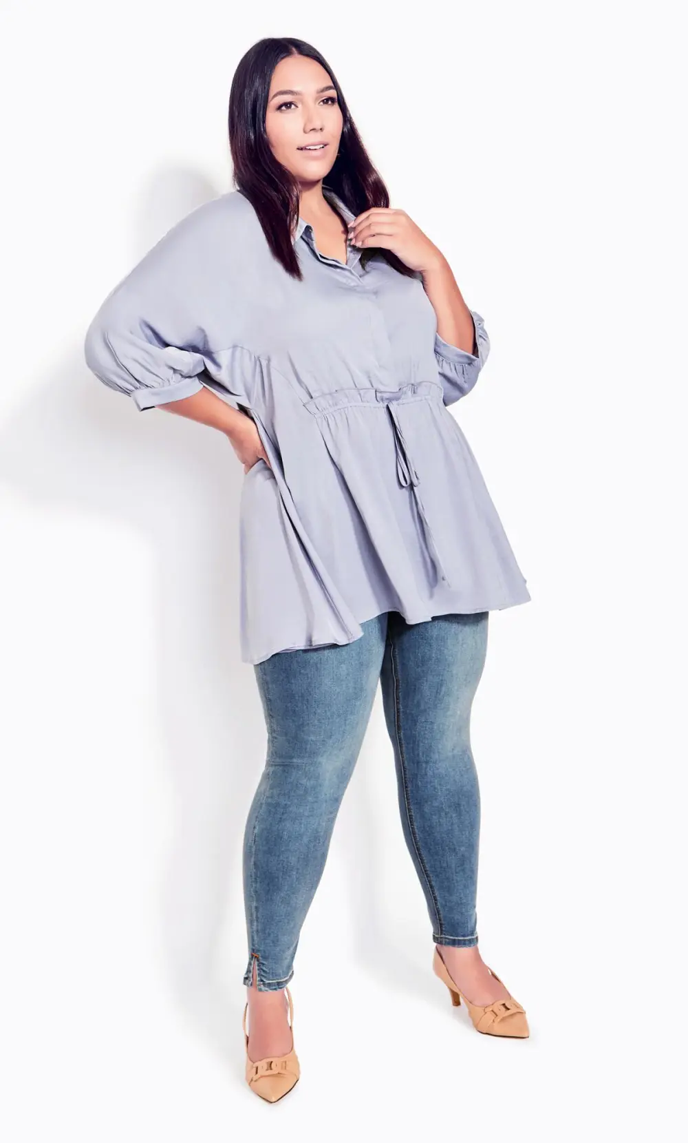 Evans Light Blue Wash Split Hem Skinny Jeans