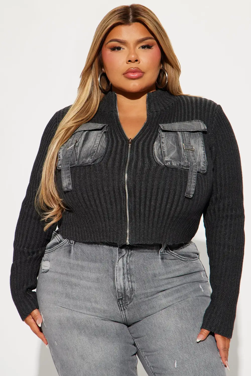 Streets Talking Washed Cardigan - Charcoal