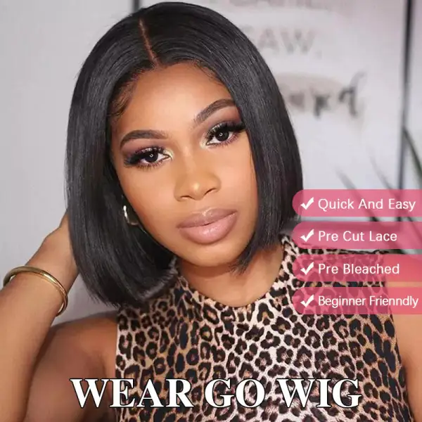 Sterly Wear And Go Straight Glueless Bob Wigs Pre Pleached 7×6/ 9×6 Bob Wigs Human Hair