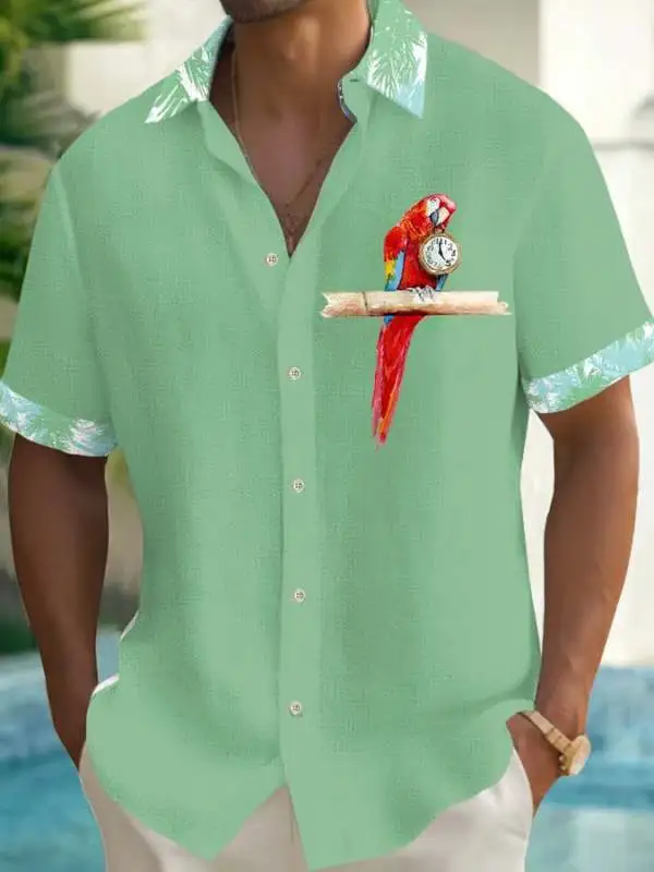 Men's 5 O'clock Parrot Print Casual Shirt