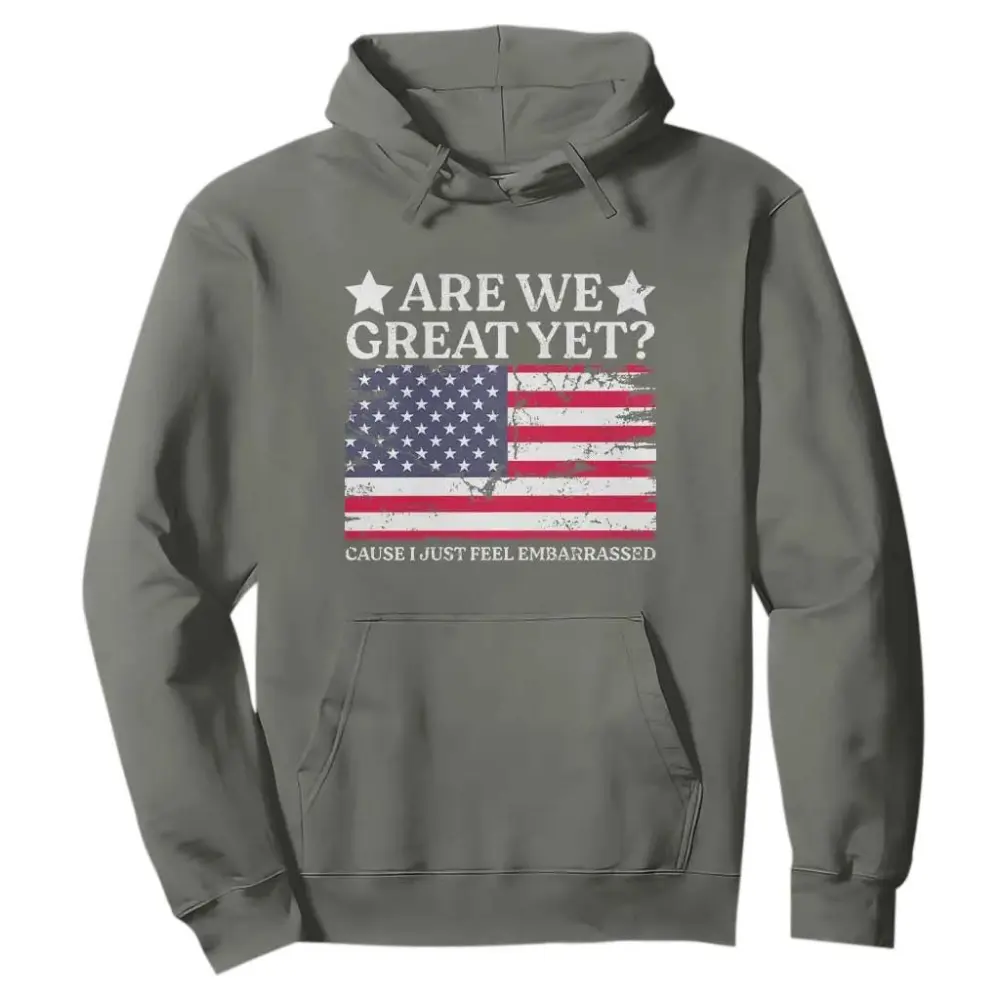 Are We Great Yet Hoodie Cause I Just Feel Embarrassed American Flag TS09