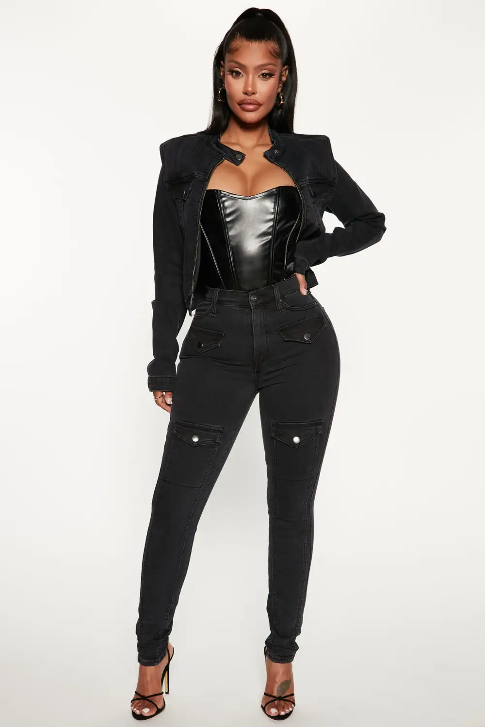 Own The Night Cargo Moto Skinny Jeans - Black