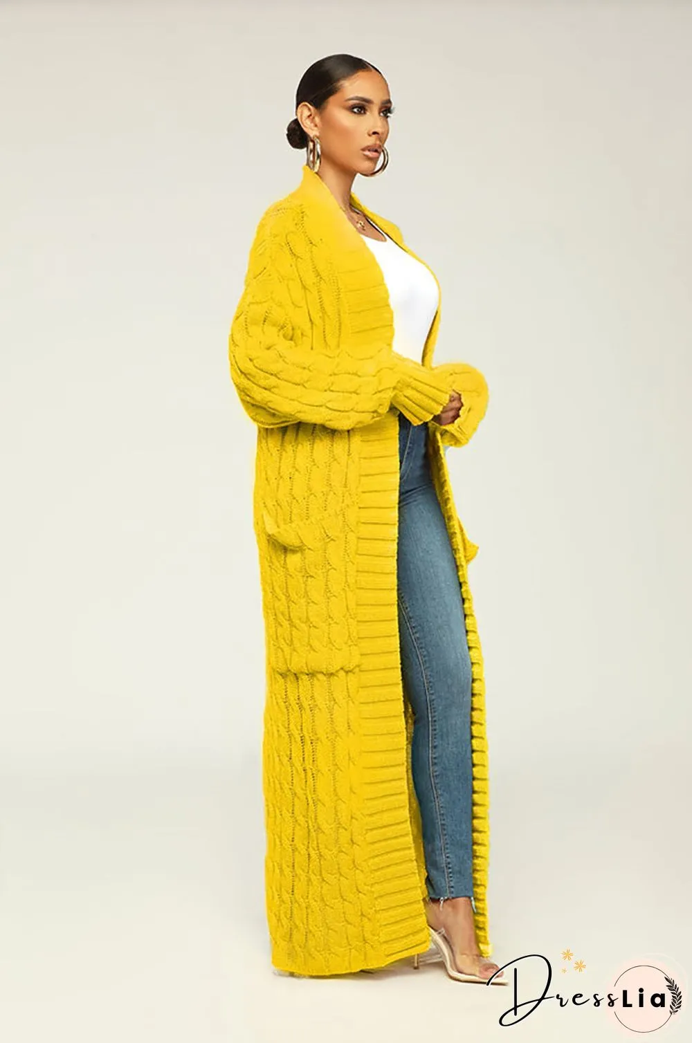Winter Crochet Loose Long Twist Sweater Cardigan