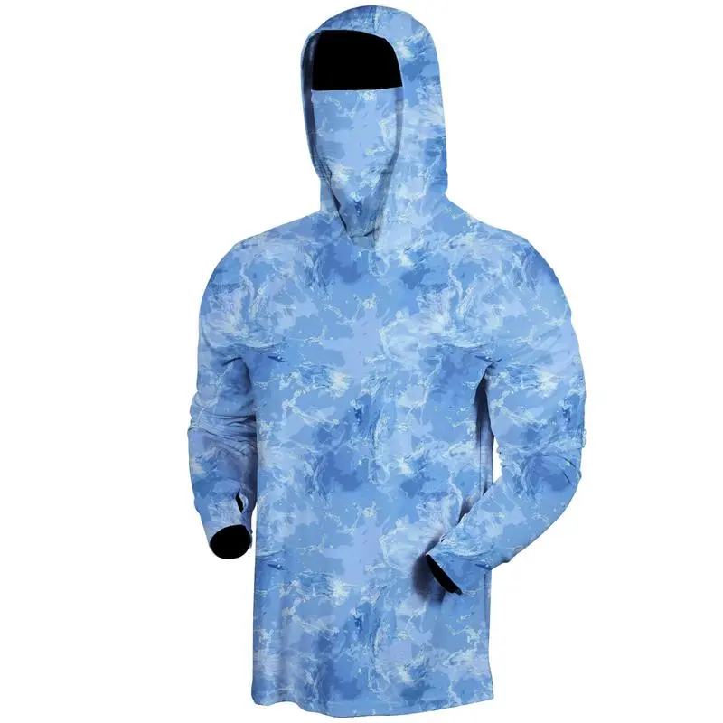 Men's UPF 50+ Hooded Camo Print Sun Protection Shirts