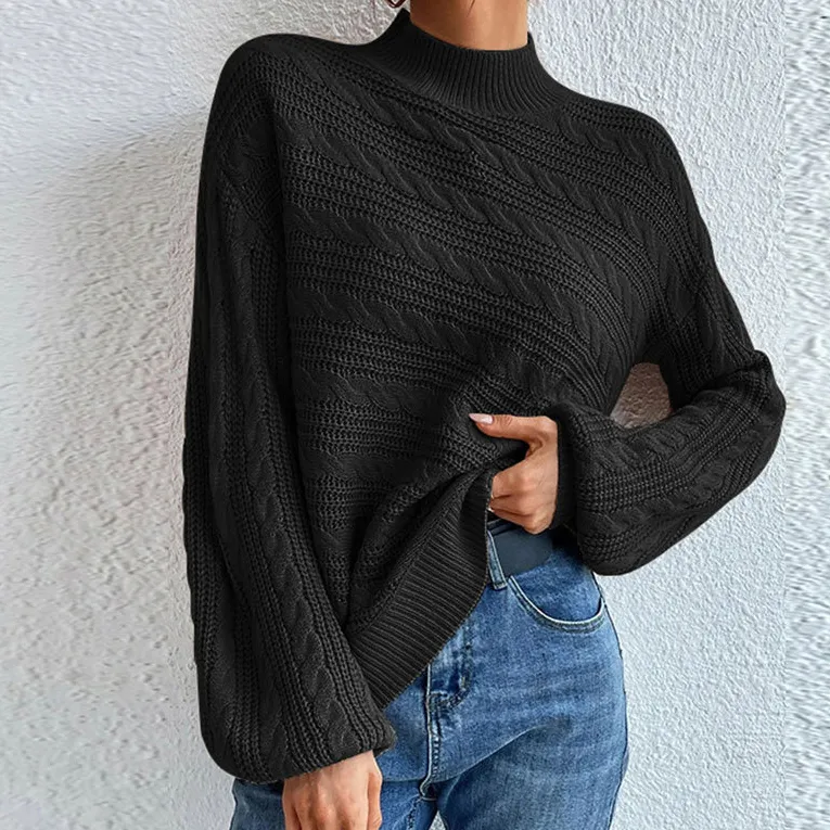 Vintage Loose Round Neck Pullover Twist Sweater