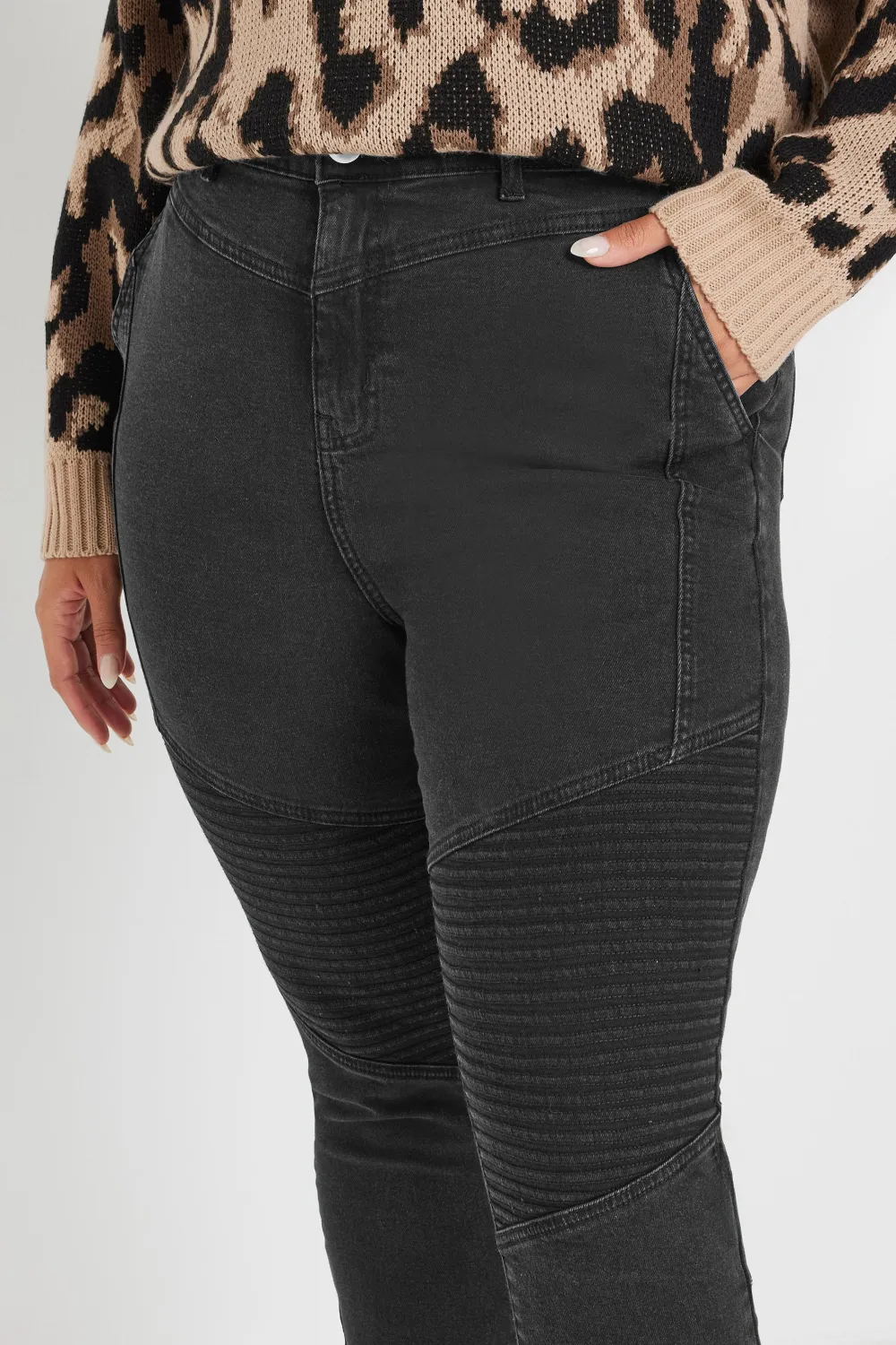YOURS Curve Indigo Blue Skinny AVA Biker Jeans