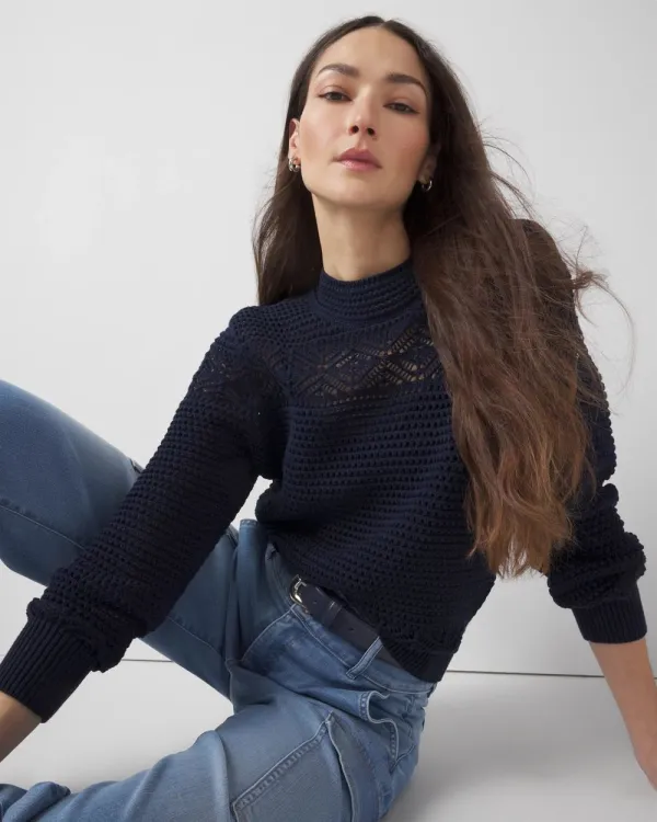 Mixed Stitch Mock Neck Sweater