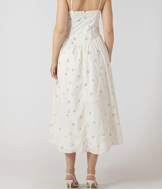 Smocked Front Sleeveless Midi Dress