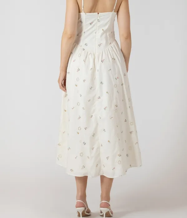 Smocked Front Sleeveless Midi Dress