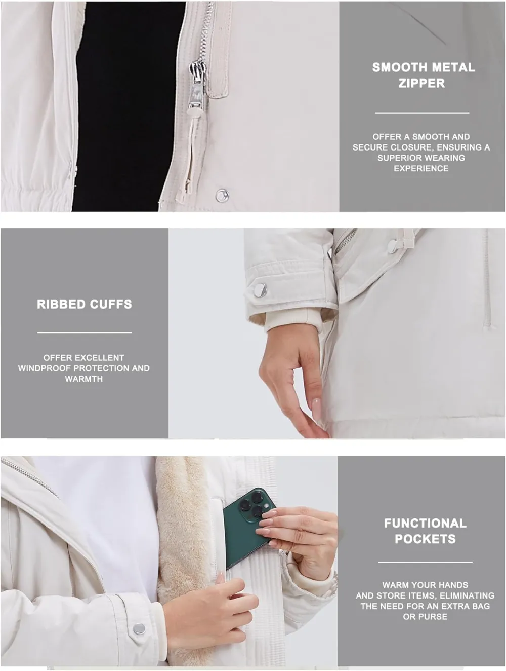 Women's Winter Coats Fleece Lined Parka Jacket Hooded Long Winter Warm Parka Coat with Pockets