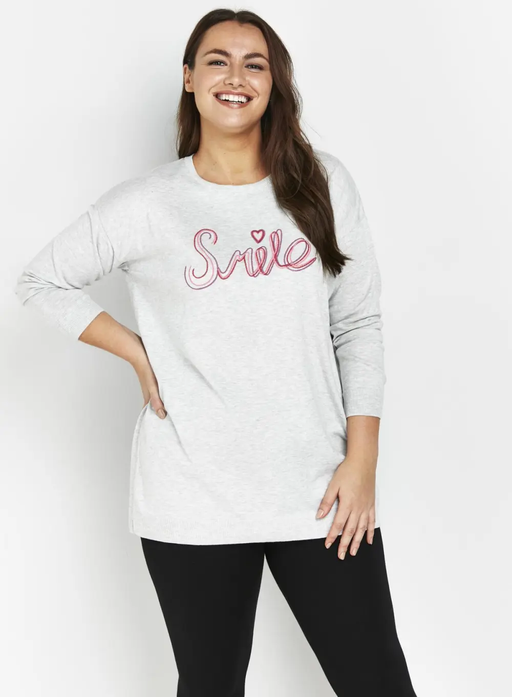 Evans Grey 'Smile' Slogan Jumper