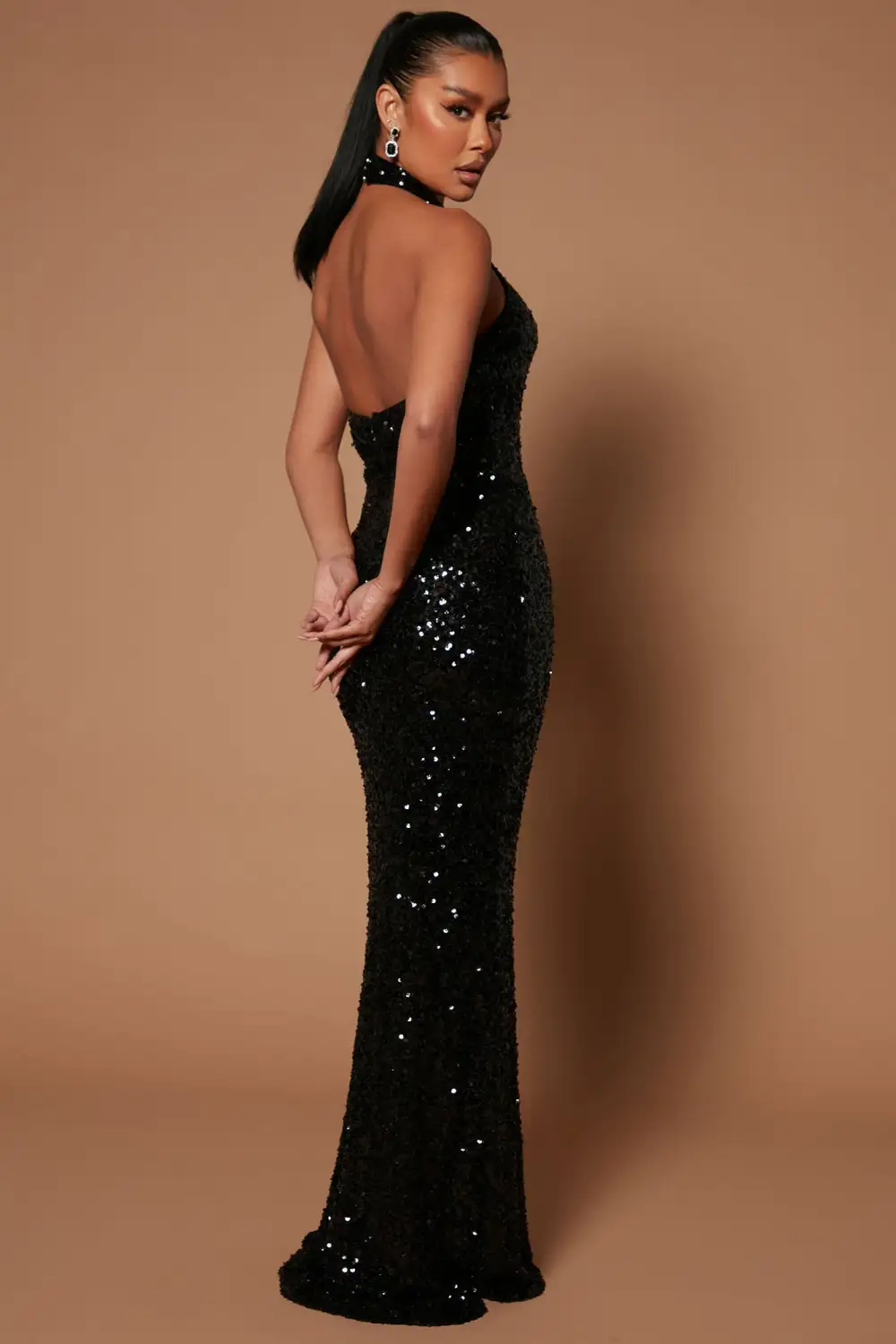 Charlotte Sequin Maxi Dress - Black