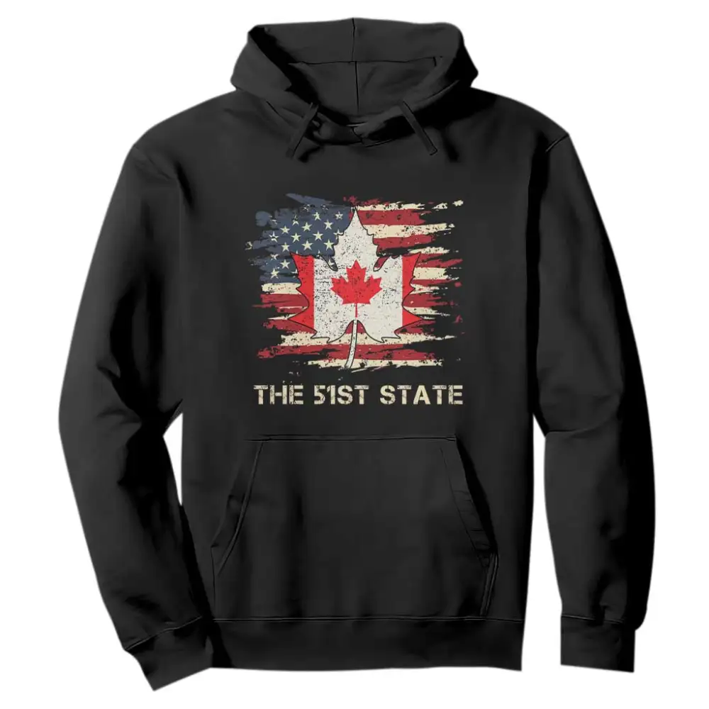 Canada The 51st State Hoodie Canadian Maple American Flag TS09