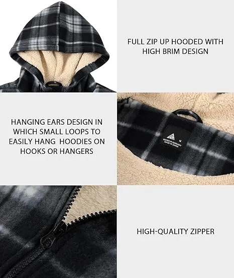 Mens Plaid Flannel Sherpa Lined Fleece Jackets