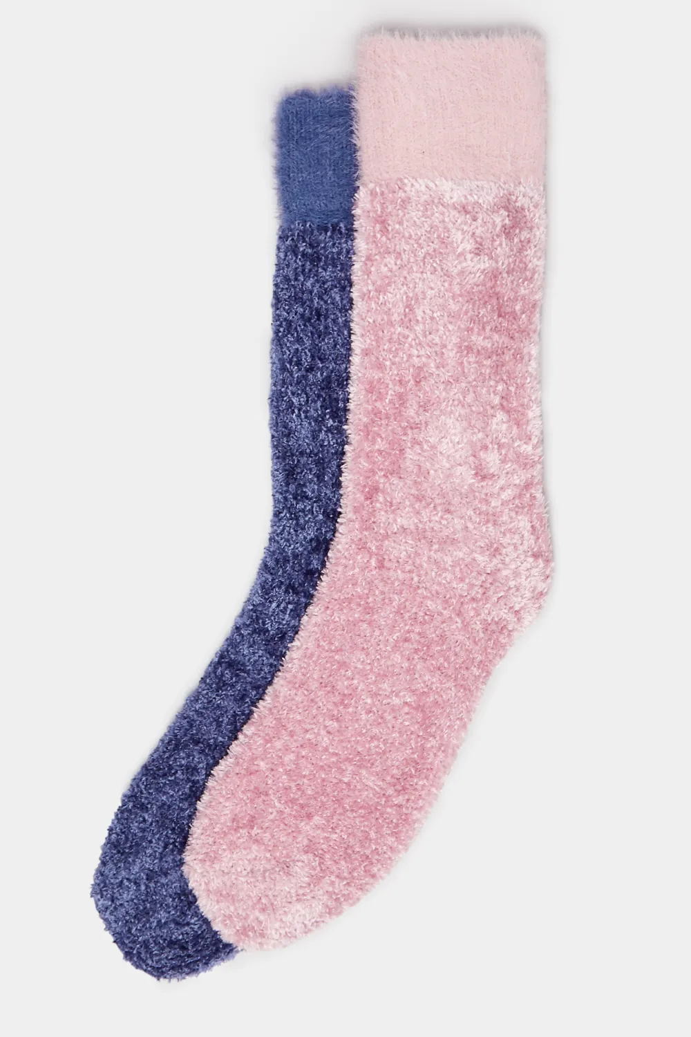2 PACK Blue & Pink Velvet Chenille Ankle Socks