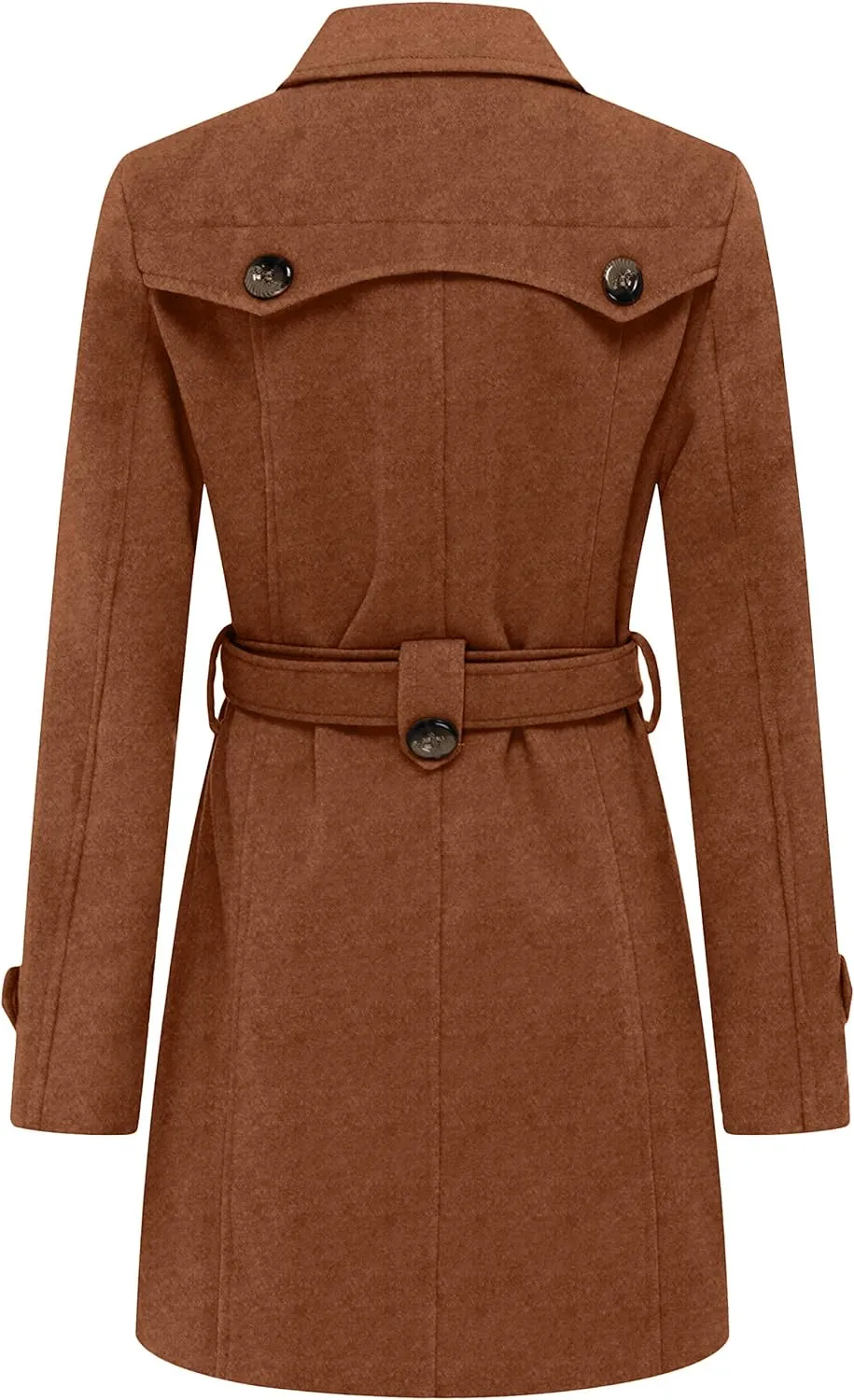 Women's Double Breasted Pea Coat Winter Mid-Long Trench Coat with Belt