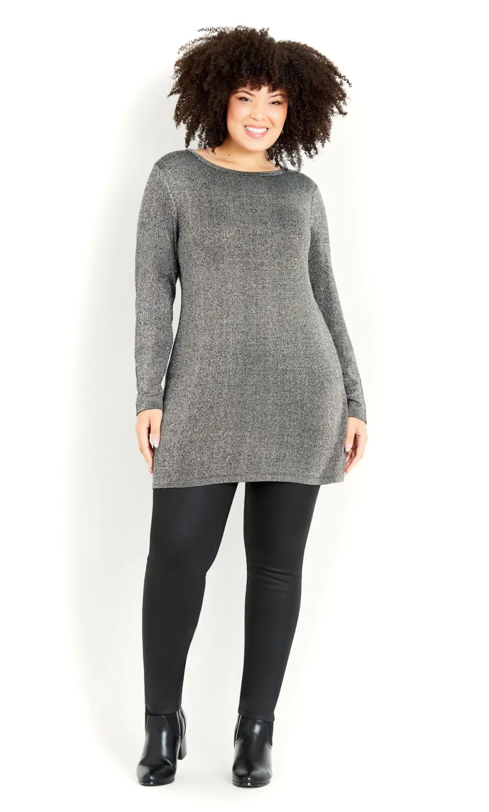 Evans Grey Glitter Detail Jumper