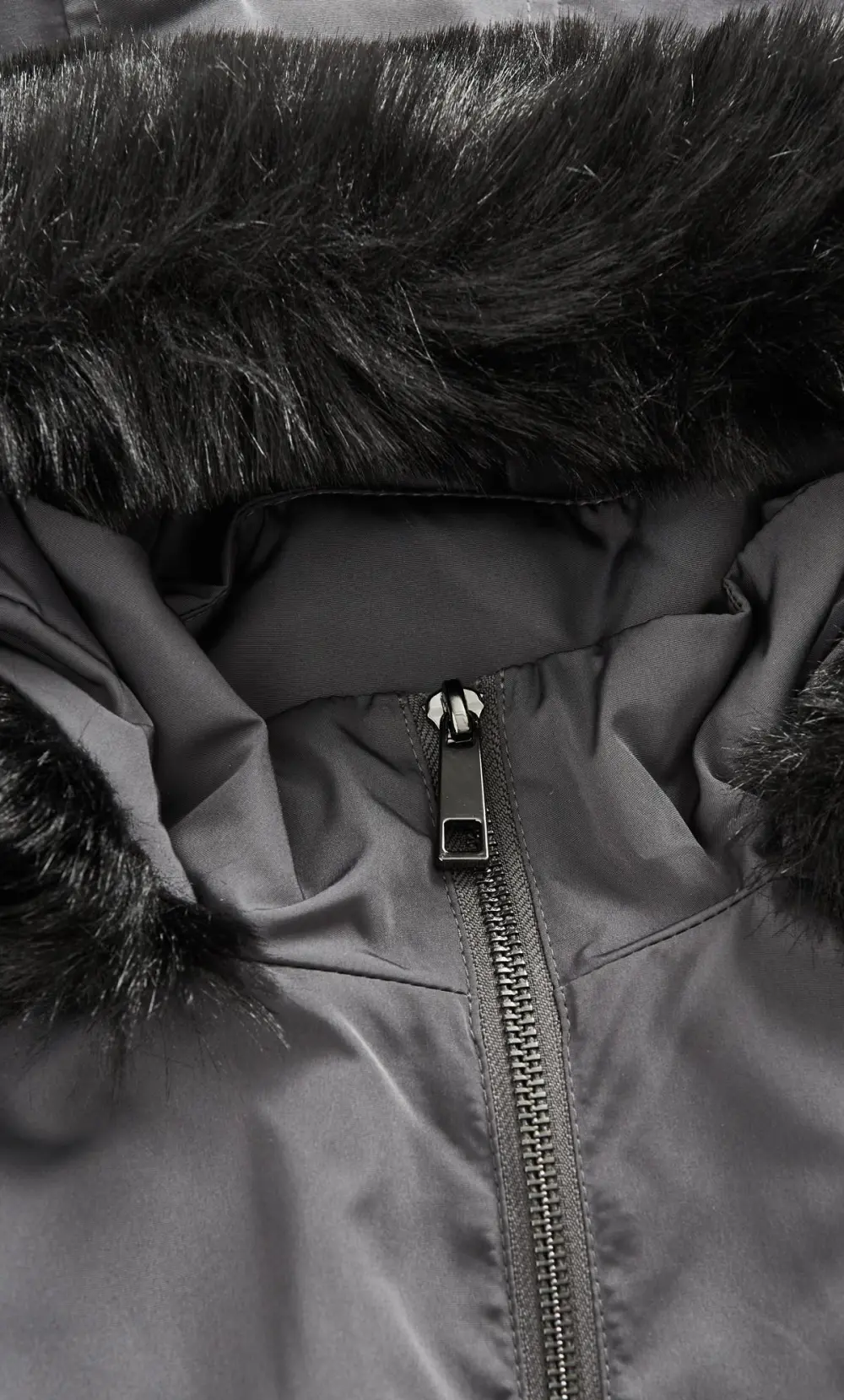 Evans Grey Faux Fur Hood Coat