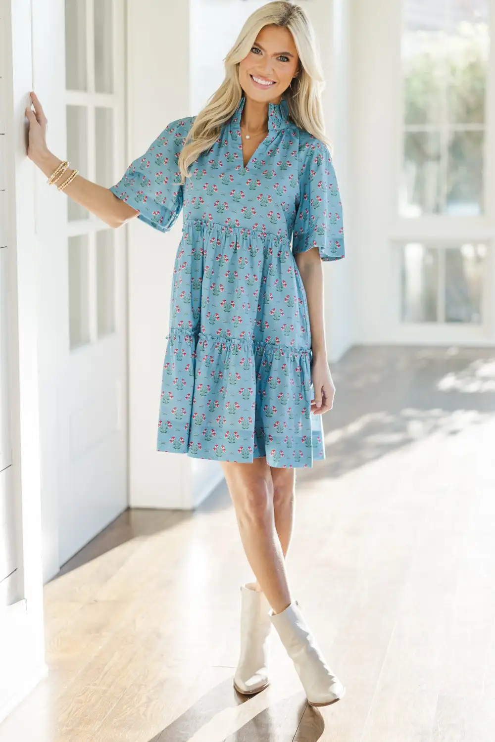 Feeling Your Best Blue Medallion Dress