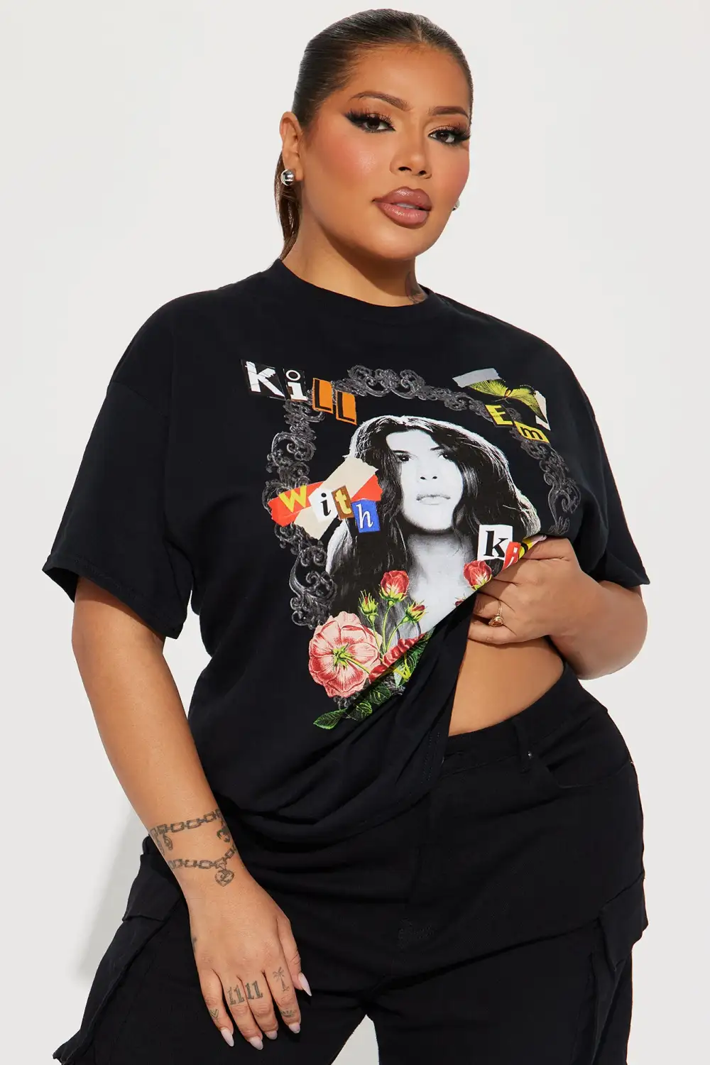 Kill Em With Kindness Washed Tshirt - Black Wash