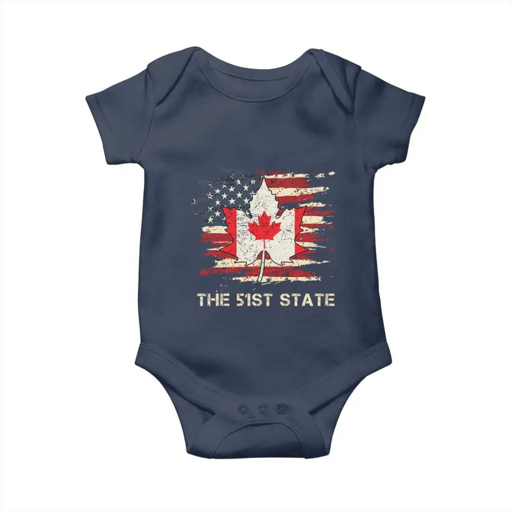Canada The 51st State Baby Onesie Canadian Maple American Flag TS09