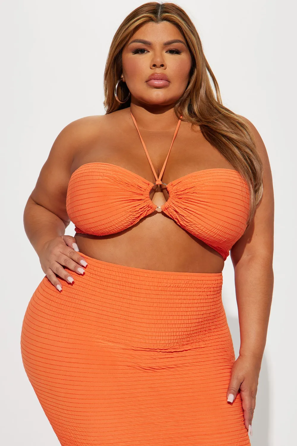 Susie Smocked Skirt Set - Orange