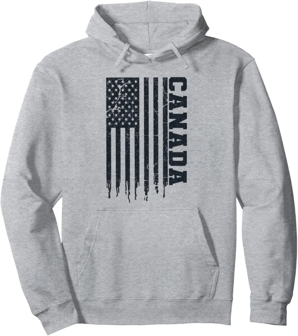 Patriotic Canada 51st State USA Flag Funny Iconic Canada Pullover Hoodie
