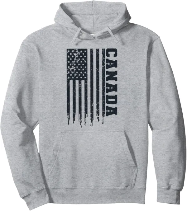 Patriotic Canada 51st State USA Flag Funny Iconic Canada Pullover Hoodie