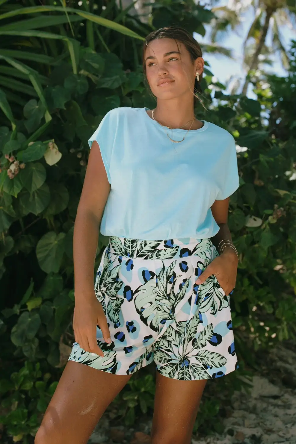 Havana Pull-On Pleated Front Short-Havana