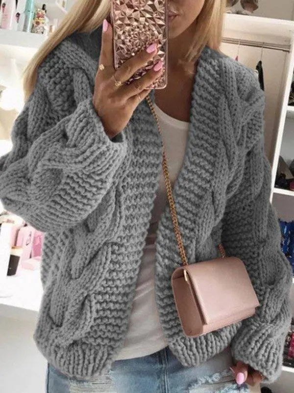 Women's Casual Spring/Fall Plain Wool/Knitting Cardigan