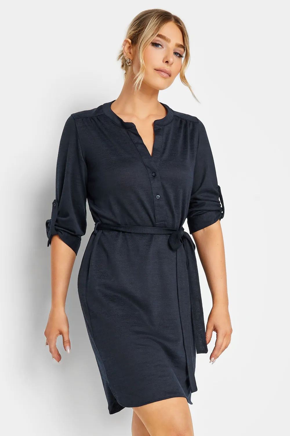 M&Co Navy Blue Tie Waist Tunic Dress